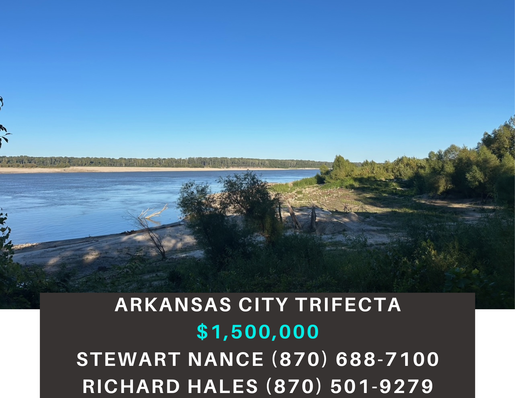      

 
    Arkansas City Trifecta    Location:  Arkansas City, AR  Type:  Recreational, Development Potential, Commercial  Price:  $1,500,000  MLS: 1326890   Rare 3 piece combination of prime Mississippi River frontage recreational land at south en