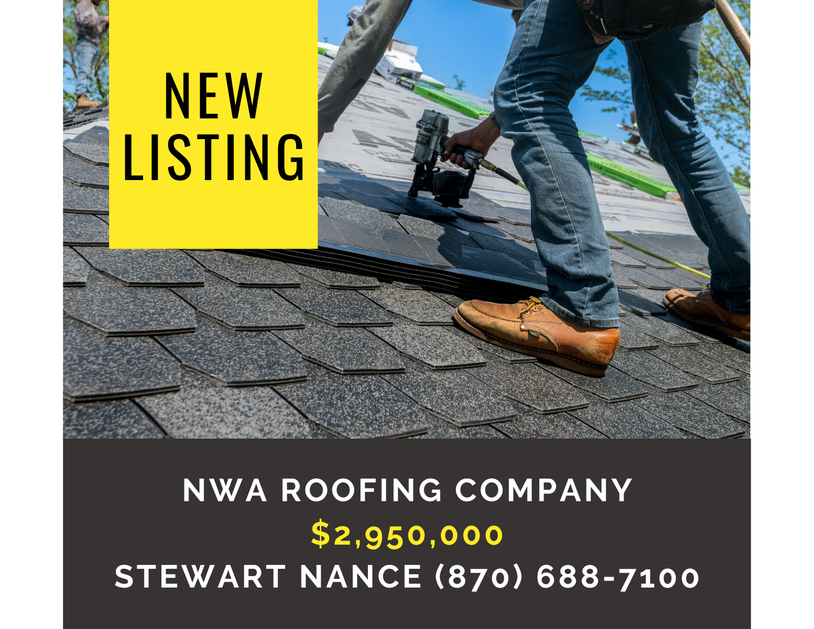       
  
     Northwest Arkansas Roofing Company    Type:  Construction, Specialty Trade Contractor, Residential Services  Location:   Northwest Arkansas  Price:  $2,950,000   DESCRIPTION : NWA Roofing Company is a licensed residential contractor pr