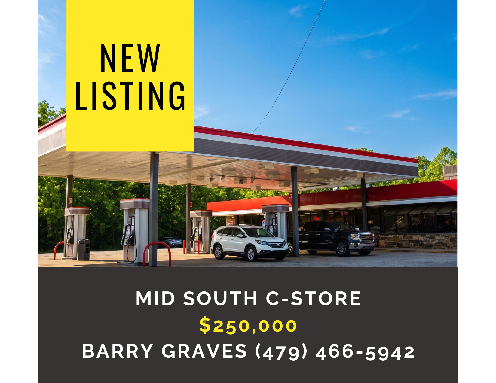       
  
     Mid South C-Store    Type:  Convenience Store, Retail, Fuel  Location:  Oklahoma  Price:  $250,000  This established convenience store represents a strategic retail opportunity in the gas station industry, featuring a prime corner loca