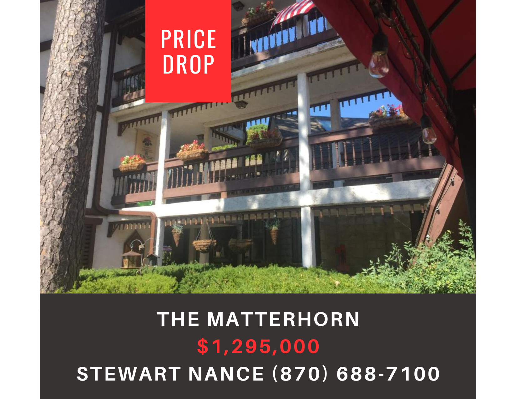       
  
     The Matterhorn    Type:  Motel / Hotel, Hospitality, Commercial  Location:  Eureka Springs, Arkansas  MLS : 1317404  Price:    $1,295,000    Beautiful luxurious Bavarian-inspired 34 room hotel has a plethora of options from singles, do