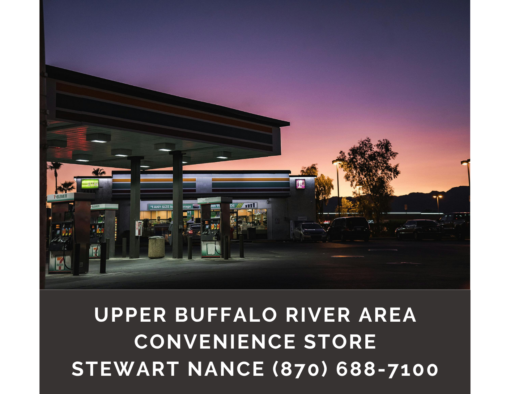       
  
     Upper Buffalo River Area Convenience Store    Type:  Hospitality, Concession  Location:  Newton County, Arkansas  Nestled in the heart of Arkansas' picturesque Newton County, this bustling hill country convenience store is a favorite a