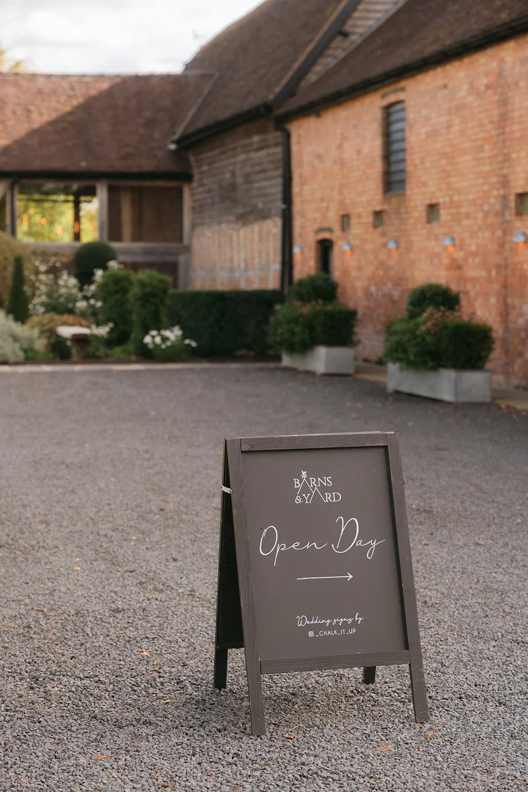 Barns &amp; Yard 2026 Open Day A frame welcome board