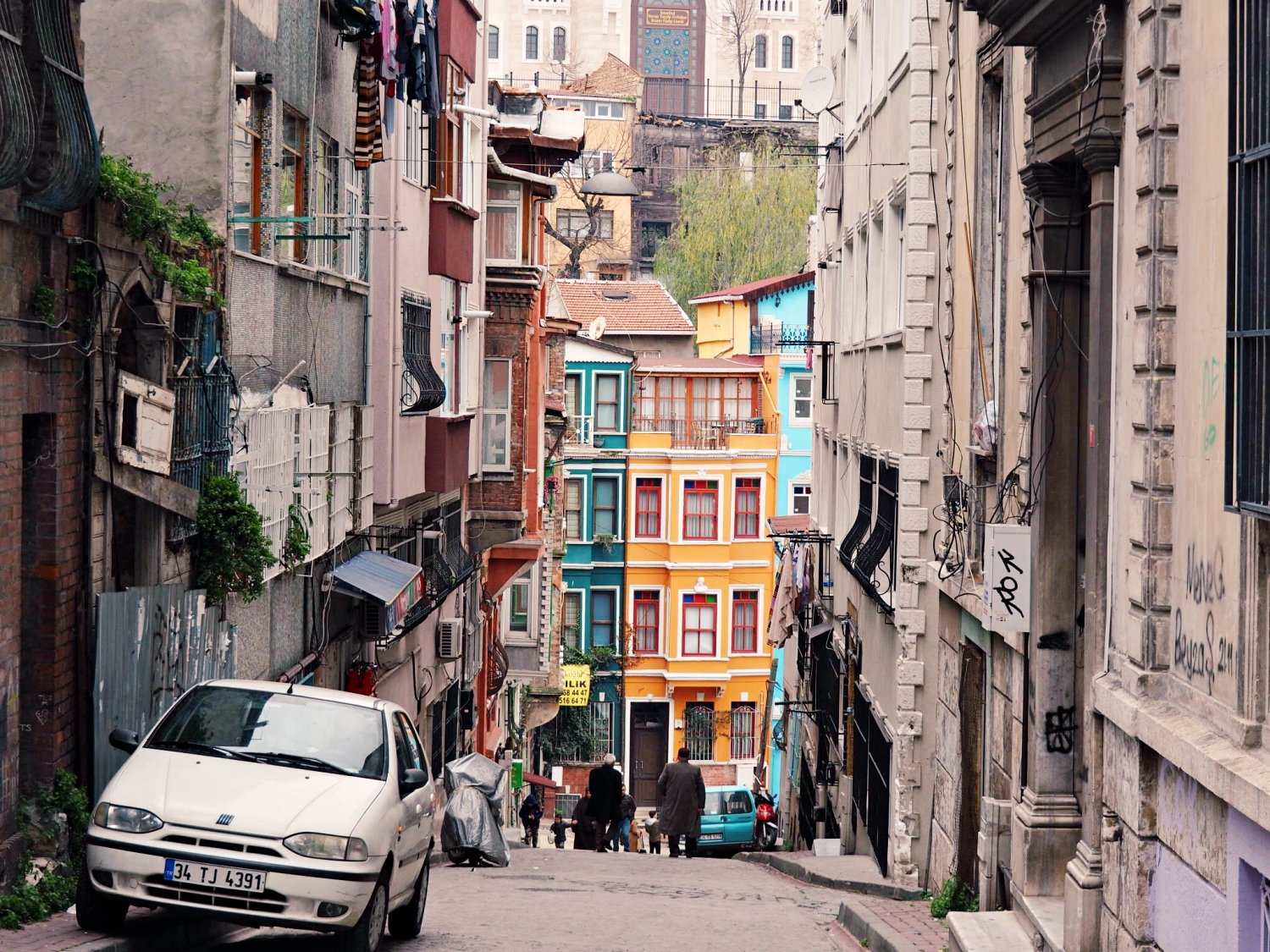 Colourful houses of Balat, winter Istanbul