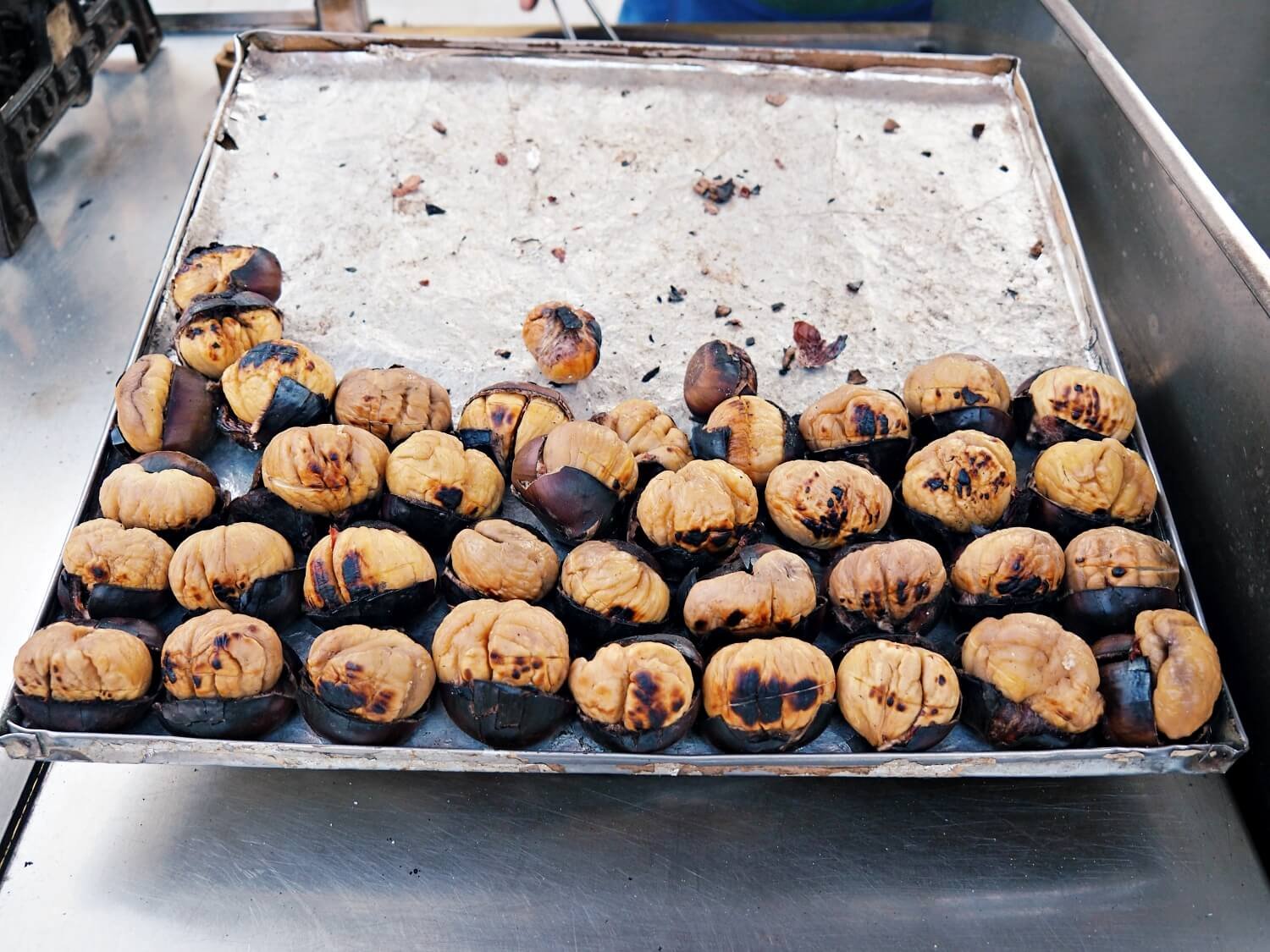 Roasted chestnuts or kestane in Istanbul in Winter.