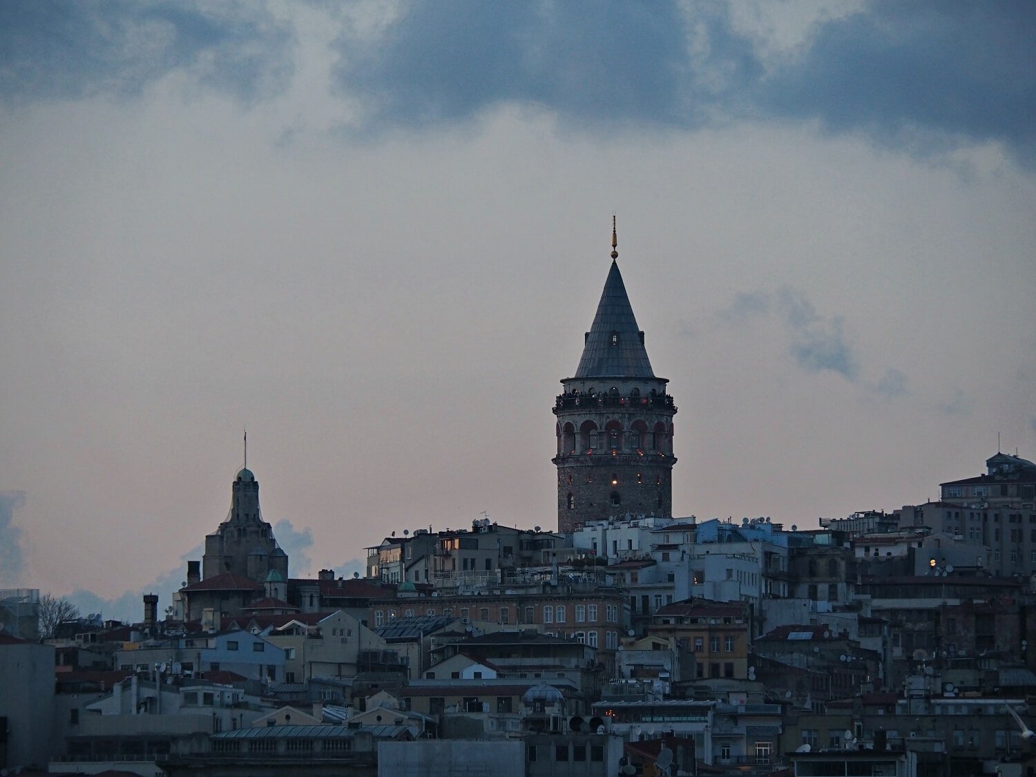 Galata Tower under grey skies, weather Istanbul December