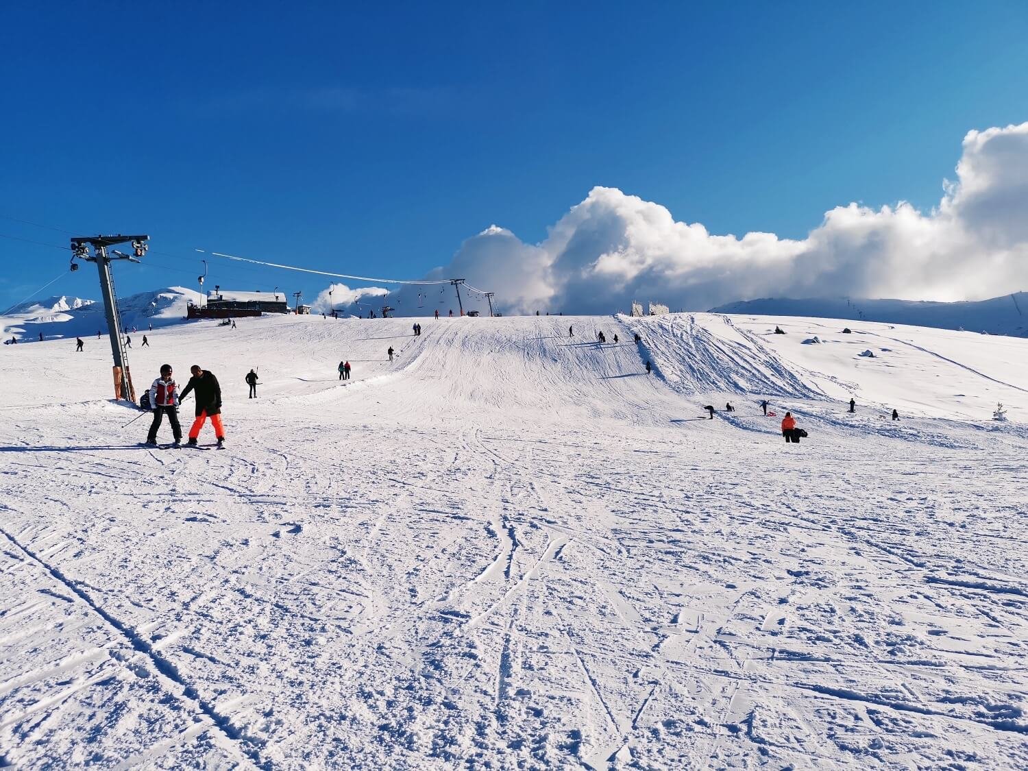People skiing in Uludağ National Park, Bursa, Turkey