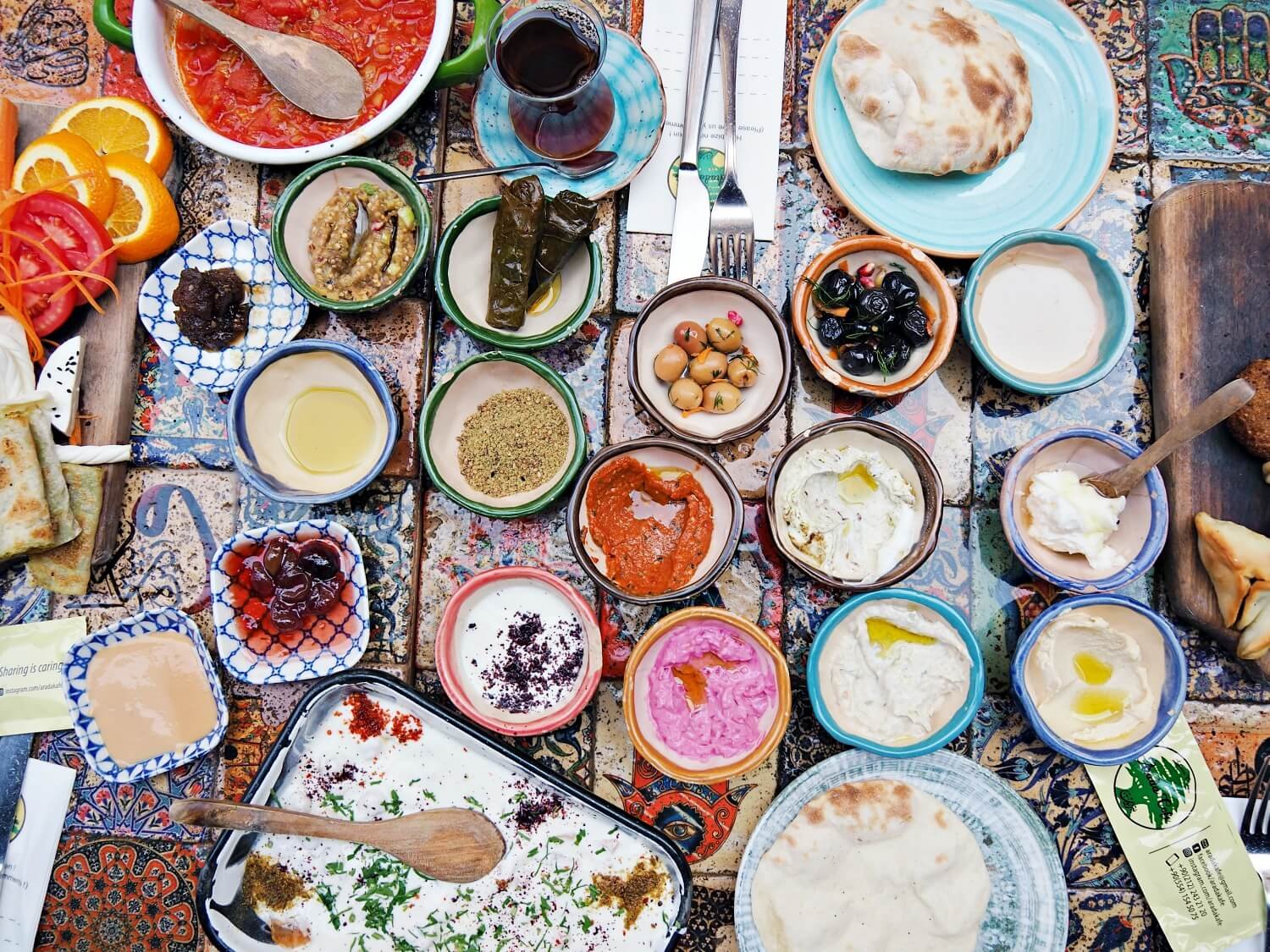 A traditional Turkish breakfast at Arada Cafe in Istanbul