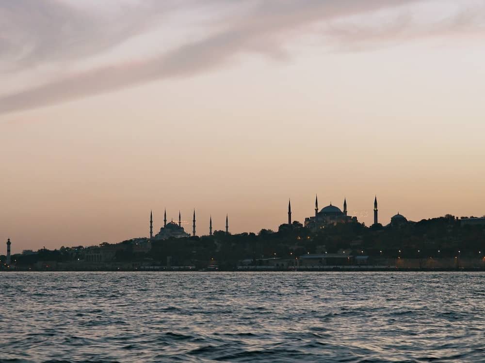 Mosques seen from the water in Istanbul