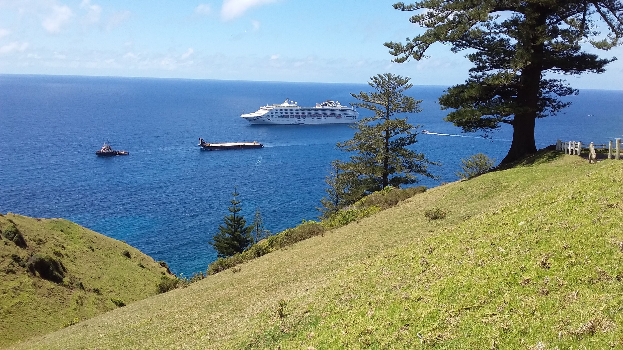  Pacific Explorer, PT Fortitude and barge, and two PTVs all in the same image. 