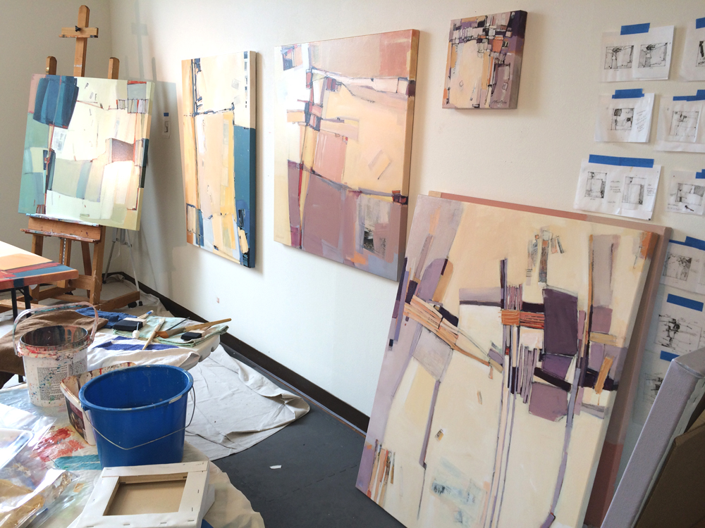 View of my studio wall at the end of April, 2017.