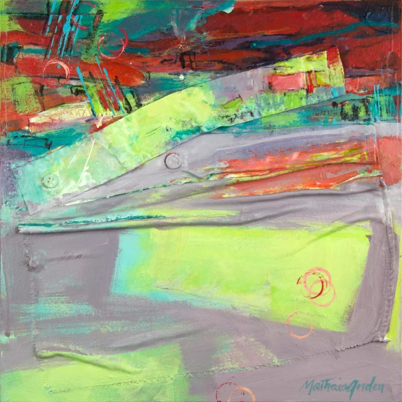 Seedling , acrylic and mixed media on hardboard, 12 x 12 x 2 inches
