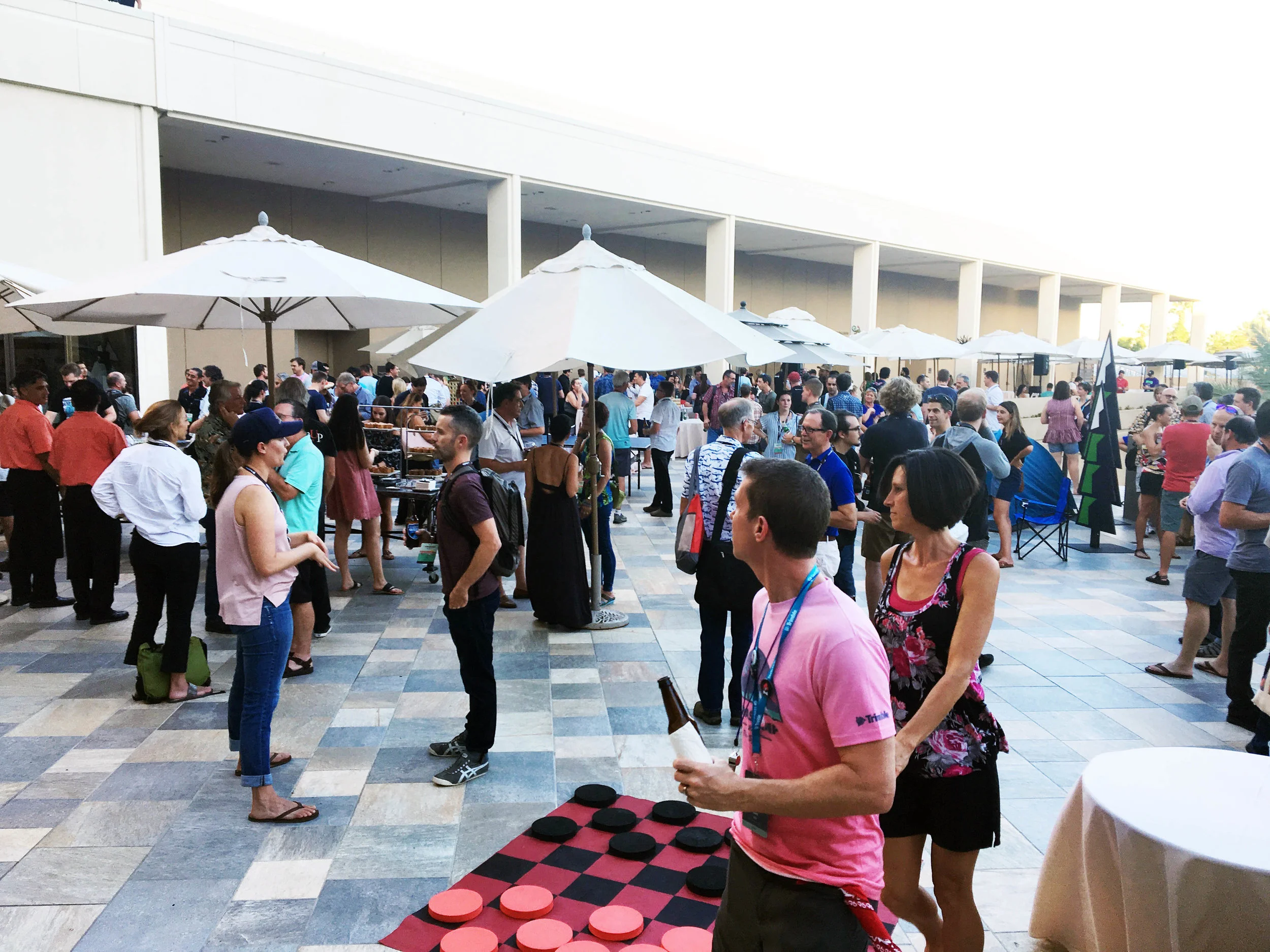giant checkers, giant jenga, and a giant crowd of people were key parts of the mixer!