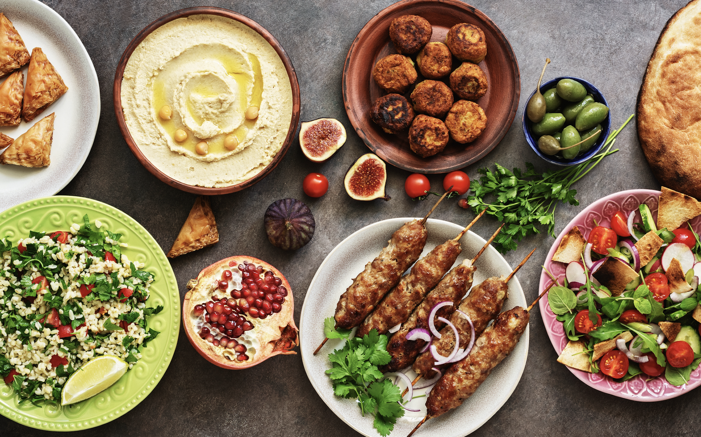 Mediterranean diet meal with olive oil, grilled fish, vegetables, and whole grains for women over 30