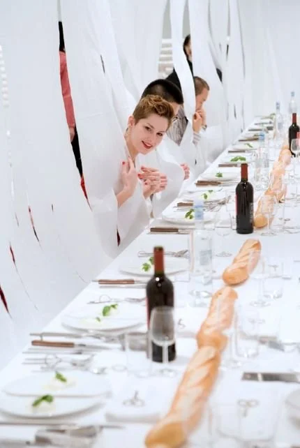 Marije at an eating event she designed

