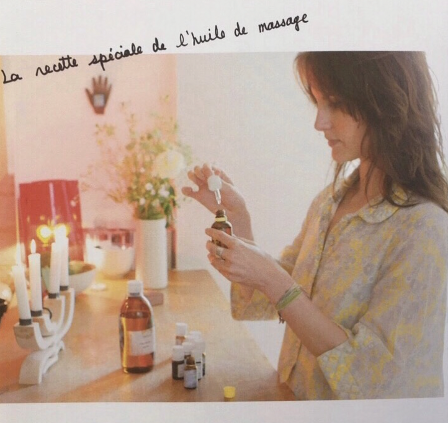 Vintage shot of Caroline creating her signature beauty blends