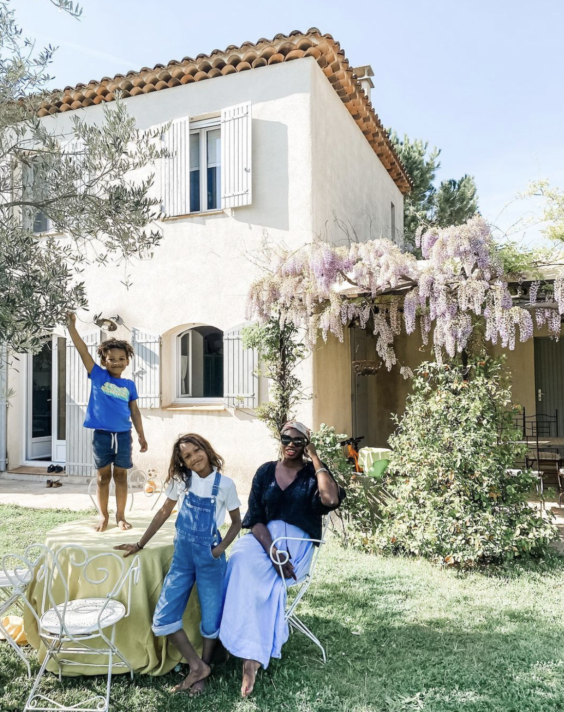 Ajiri with her kiddos vacationing in the South of France