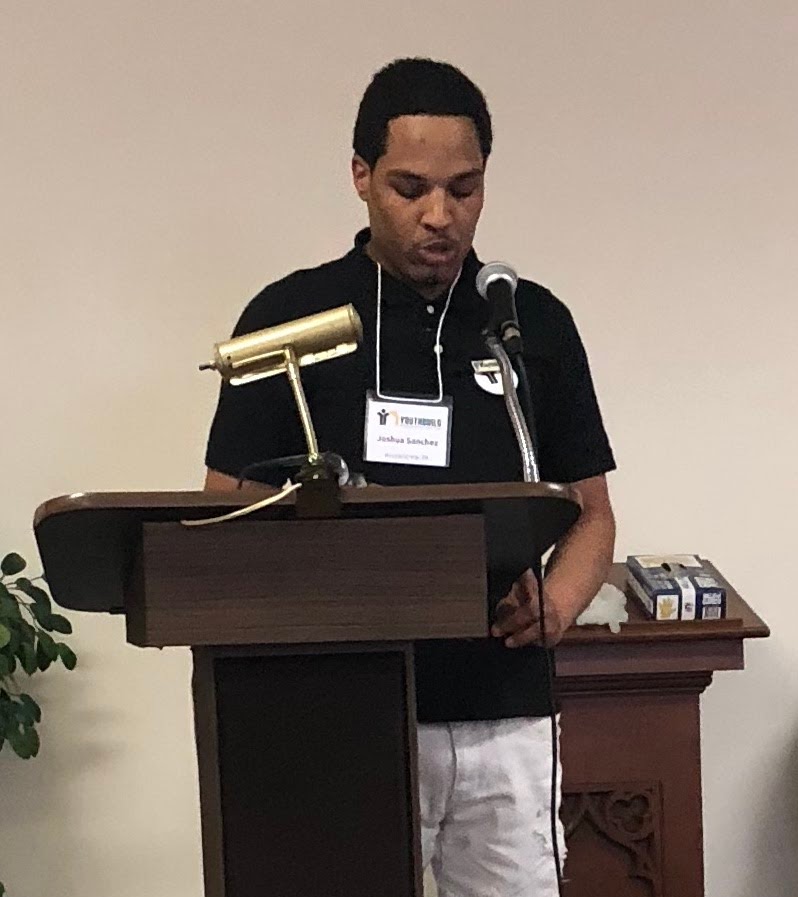 Joshua Sanchez (Allentown) delivering a motivational speech he prepared