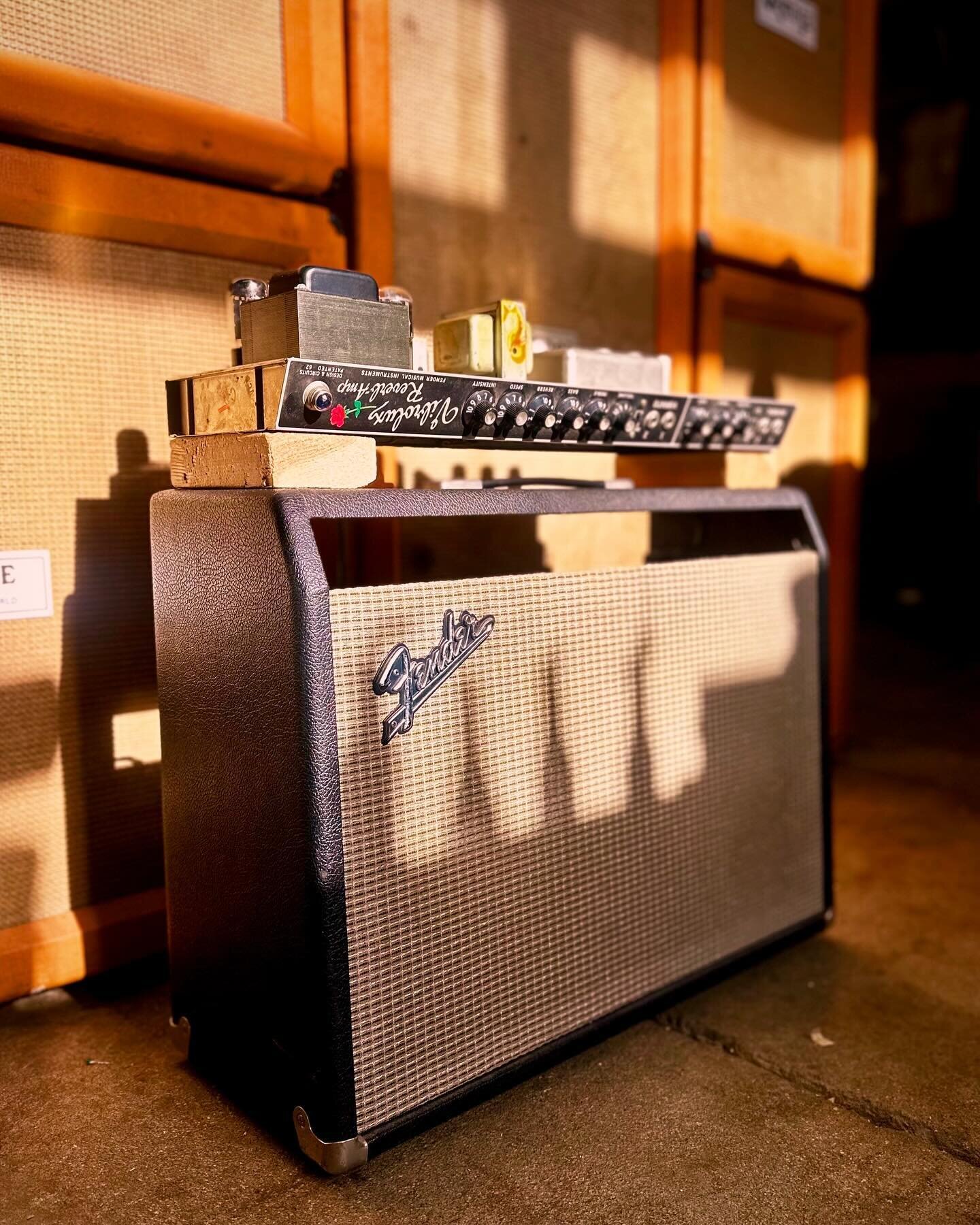 1966 Fender Vibrolux Reverb AA864 in for some basic service. The Vibrolux Reverb (35 watts) is similar to a Pro Reverb (40 watts) but has two 10s instead of two 12s. The output transformers are the same (Schumacher 125A7A) on both amps but the power 