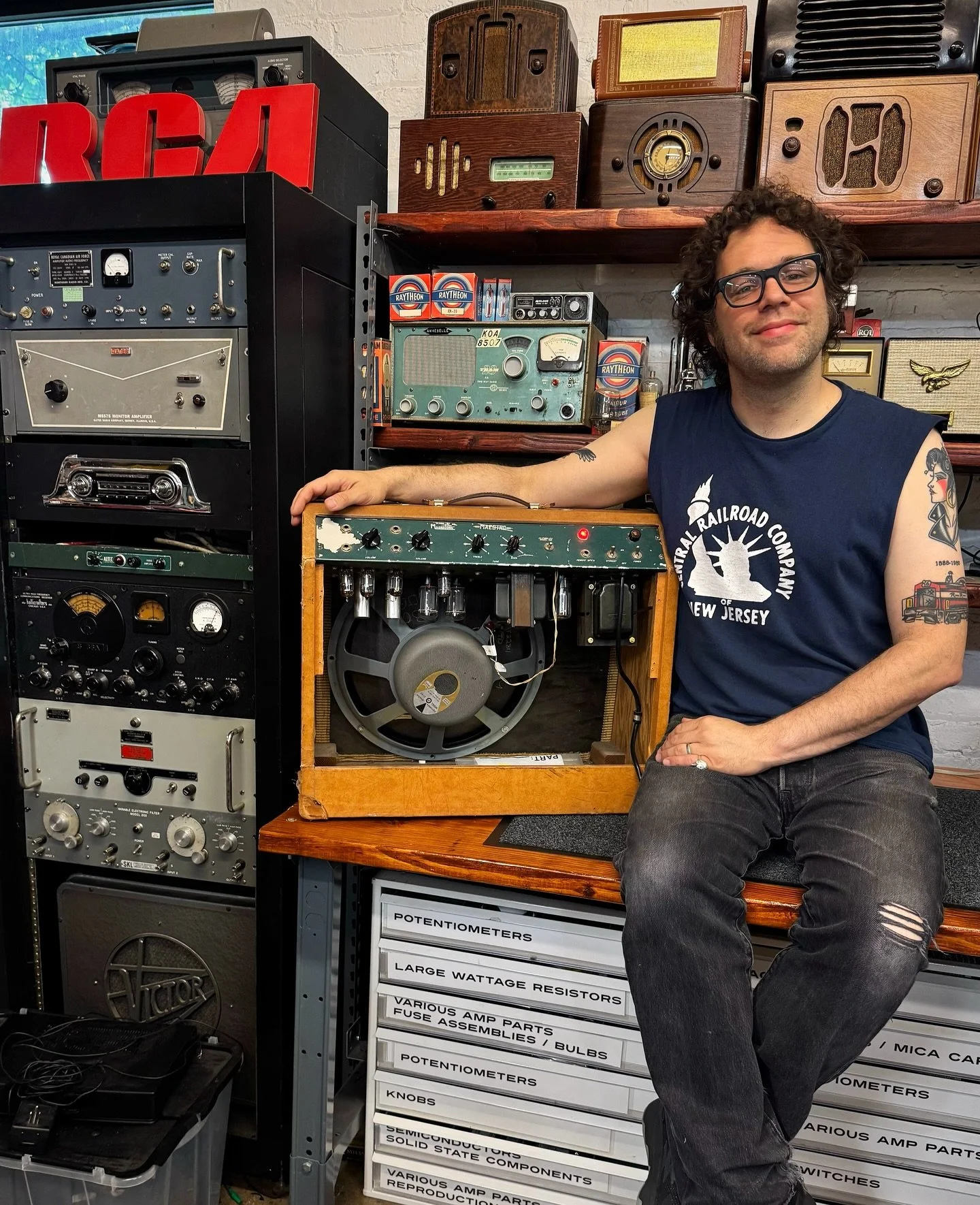 1956 Magnatone Maestro &ldquo;Hi-Fidelity 150&rdquo; combo. I love this period of Magnatone and folks seem to know, so I get a lot of them in. About a year ago I did a YouTube video on this exact model, so for lots more info check it out.