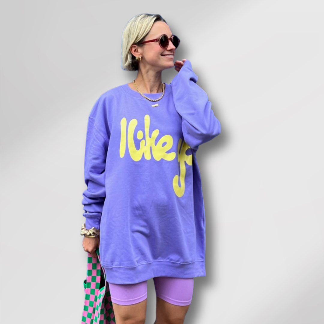 “I LIKE YOU” Handrawn Text Print Sweatshirt + SweatTee