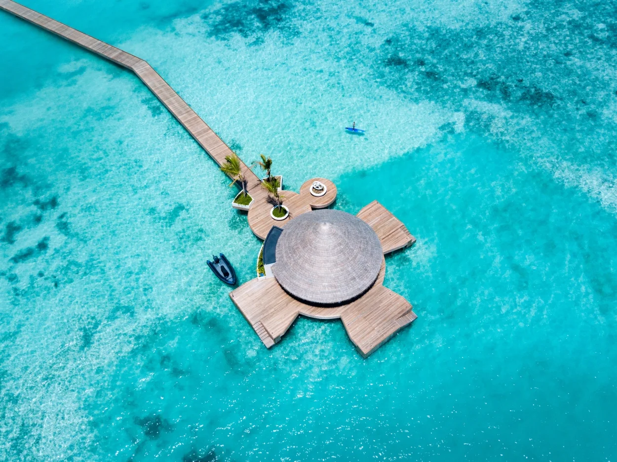Aereal view of an atollo in the resort