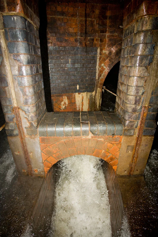 Victorian Brick Storm Drain in the Rain