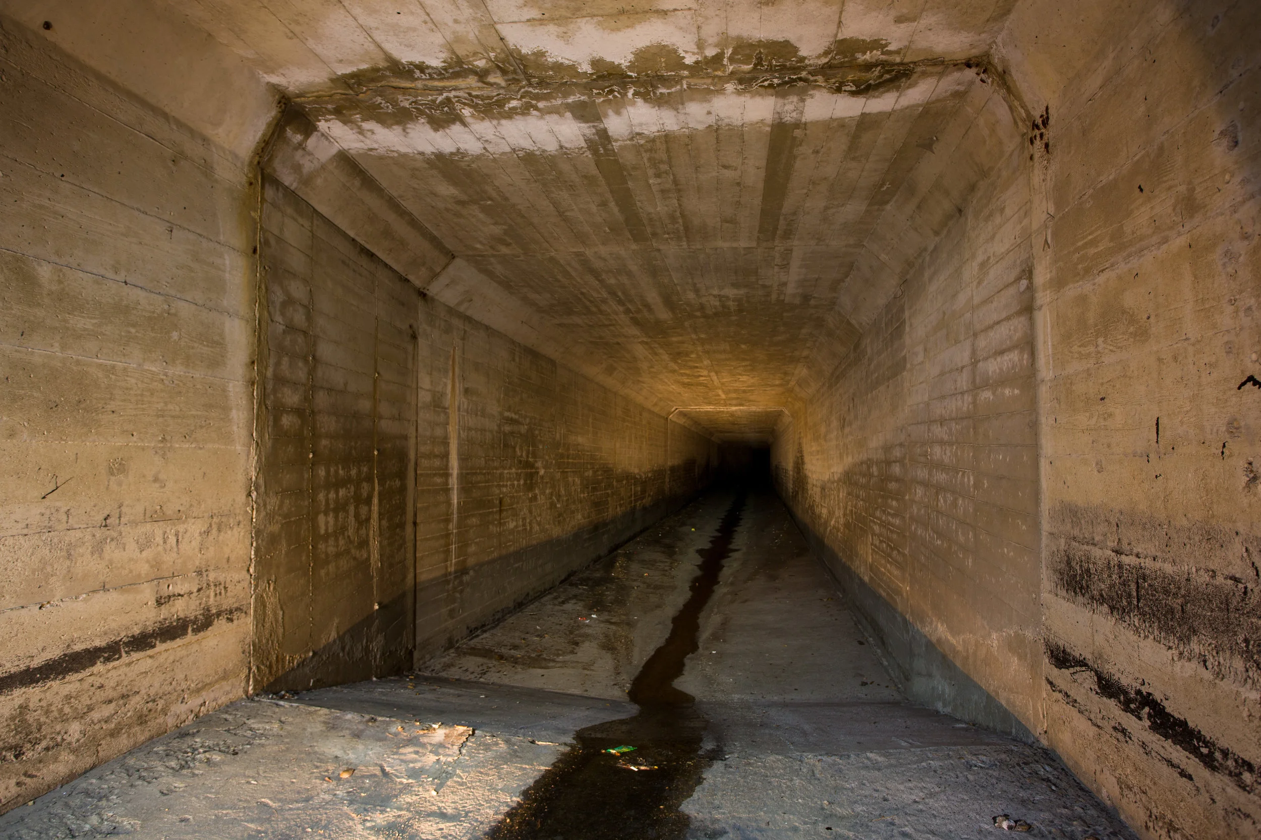 Ballona Creek (Los Angeles) under Venice Boulevard - Approx. under South La Brea Blvd and a bit further east. Photo by Steve Duncan - steve@undercity.org - (646) 734-7067