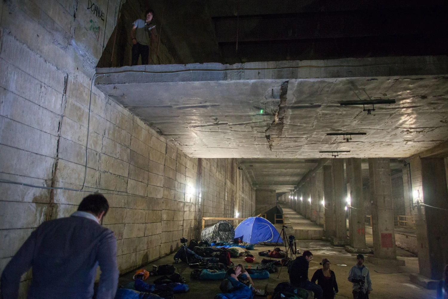 Camping in the unused Antwerp subway tunnels