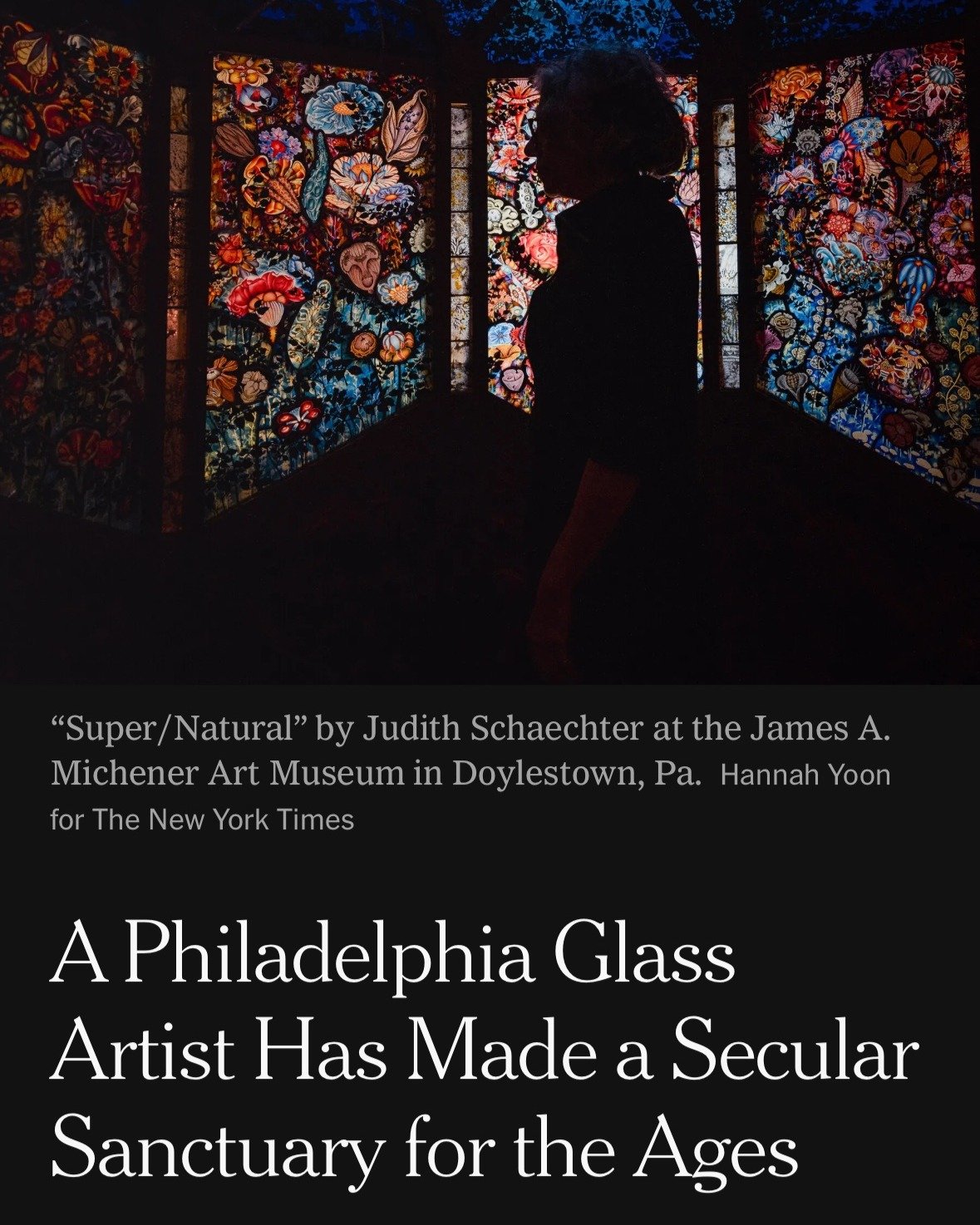Thank you @sarcherize for this wonderful write up in @nytimes on artist @judithschaechter lunious solo exhibition SUPER/NATURAL at @michenerart 💫

&quot;I think we have a physical response to radiant light, and we get kind of used to seeing clear li