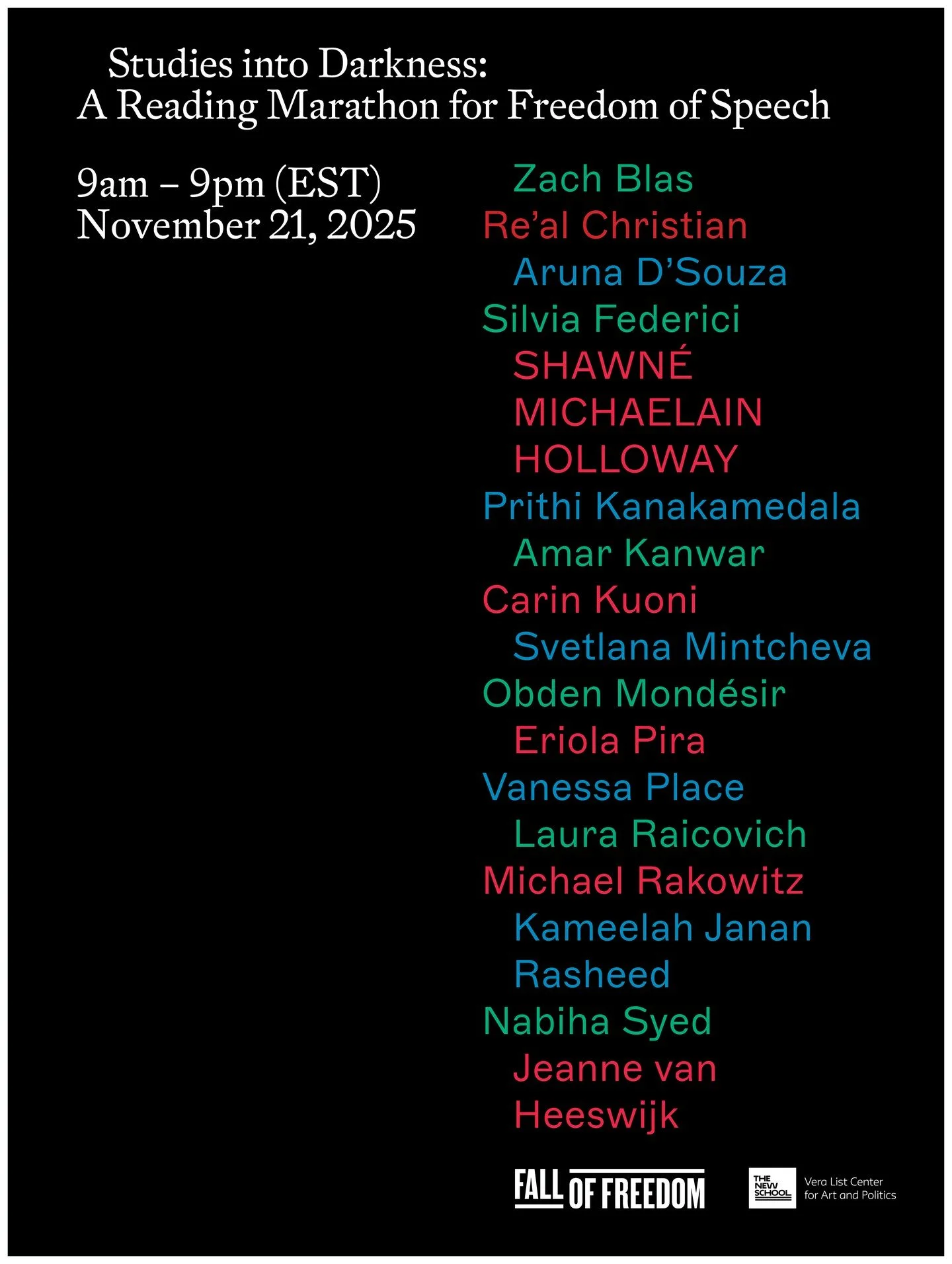 At a moment of political upheaval and criminalized dissent, @veralistcenter join the nationwide @falloffreedom protest, with an online marathon reading event for 𝘚𝘵𝘶𝘥𝘪𝘦𝘴 𝘪𝘯𝘵𝘰 𝘋𝘢𝘳𝘬𝘯𝘦𝘴𝘴: 𝘛𝘩𝘦 𝘗𝘦𝘳𝘪𝘭𝘴 𝘢𝘯𝘥 𝘗𝘳𝘰𝘮𝘪𝘴𝘦 𝘰𝘧