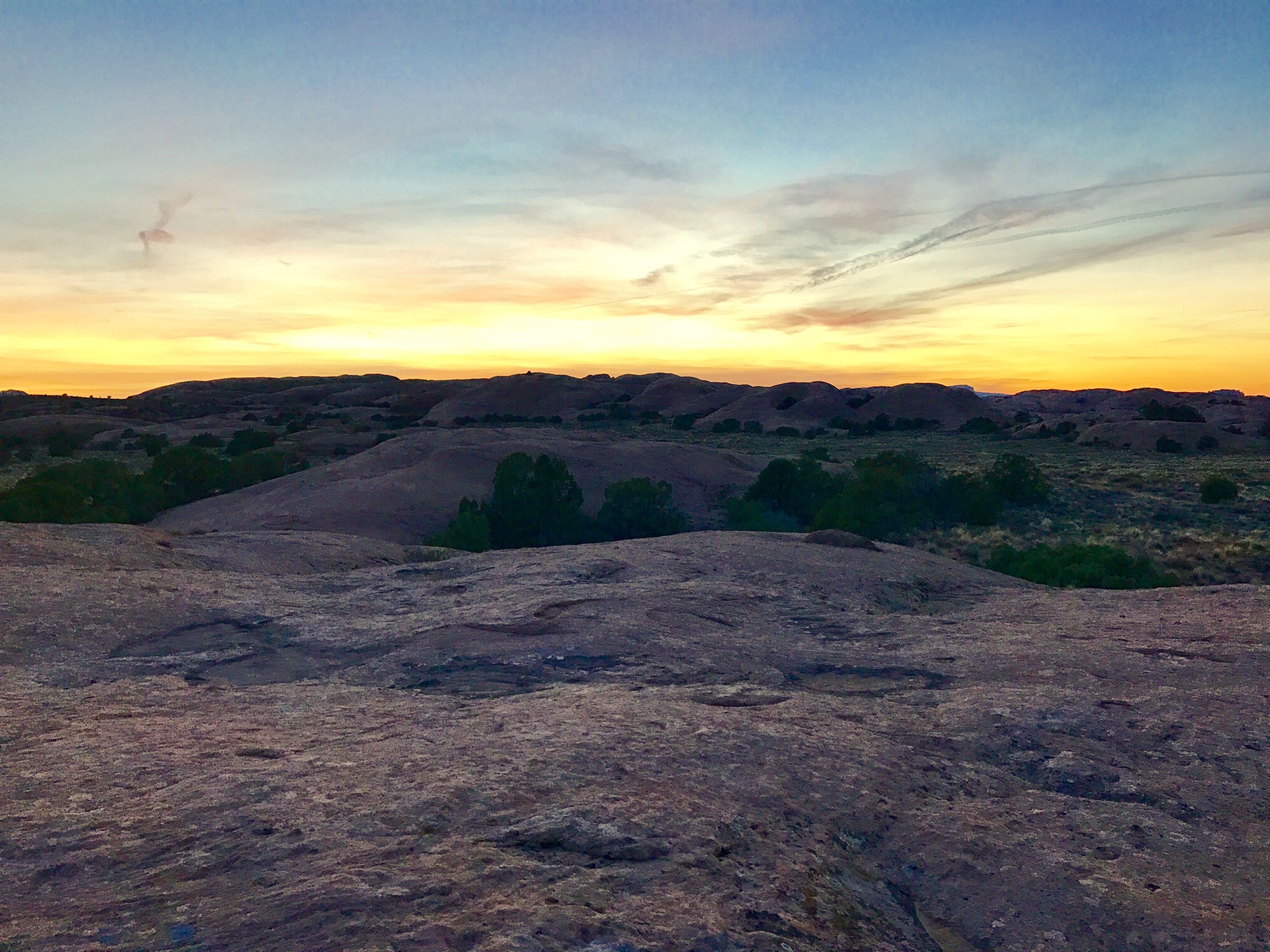 An early spring sunset at Slickrock, Moab, UT