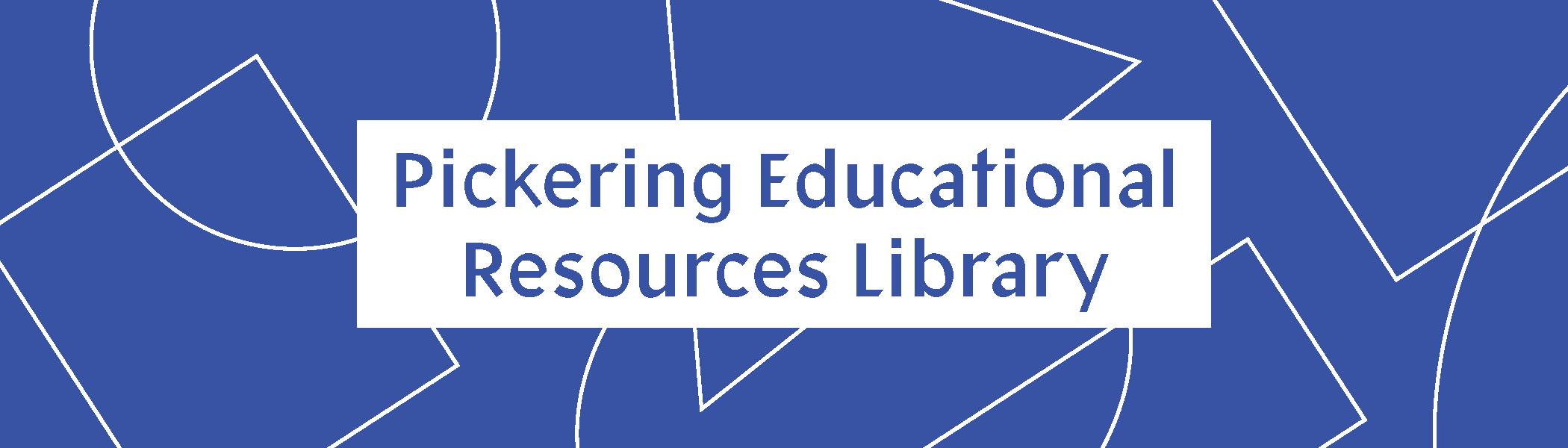 A bookmark for the Pickering Educational Resources Library at Boston University. Simple shapes and a limited color palette emphasize the rudimentary and developmental building blocks that are important in all aspects of education.