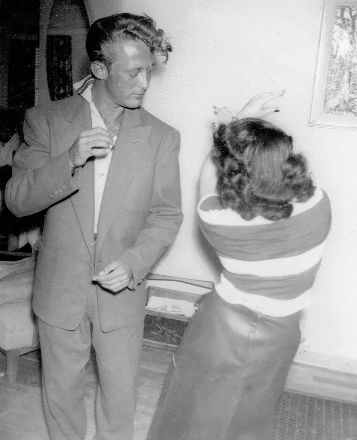 The newly extended family in Albuquerque, circa 1950. Steve dancing with Sally.