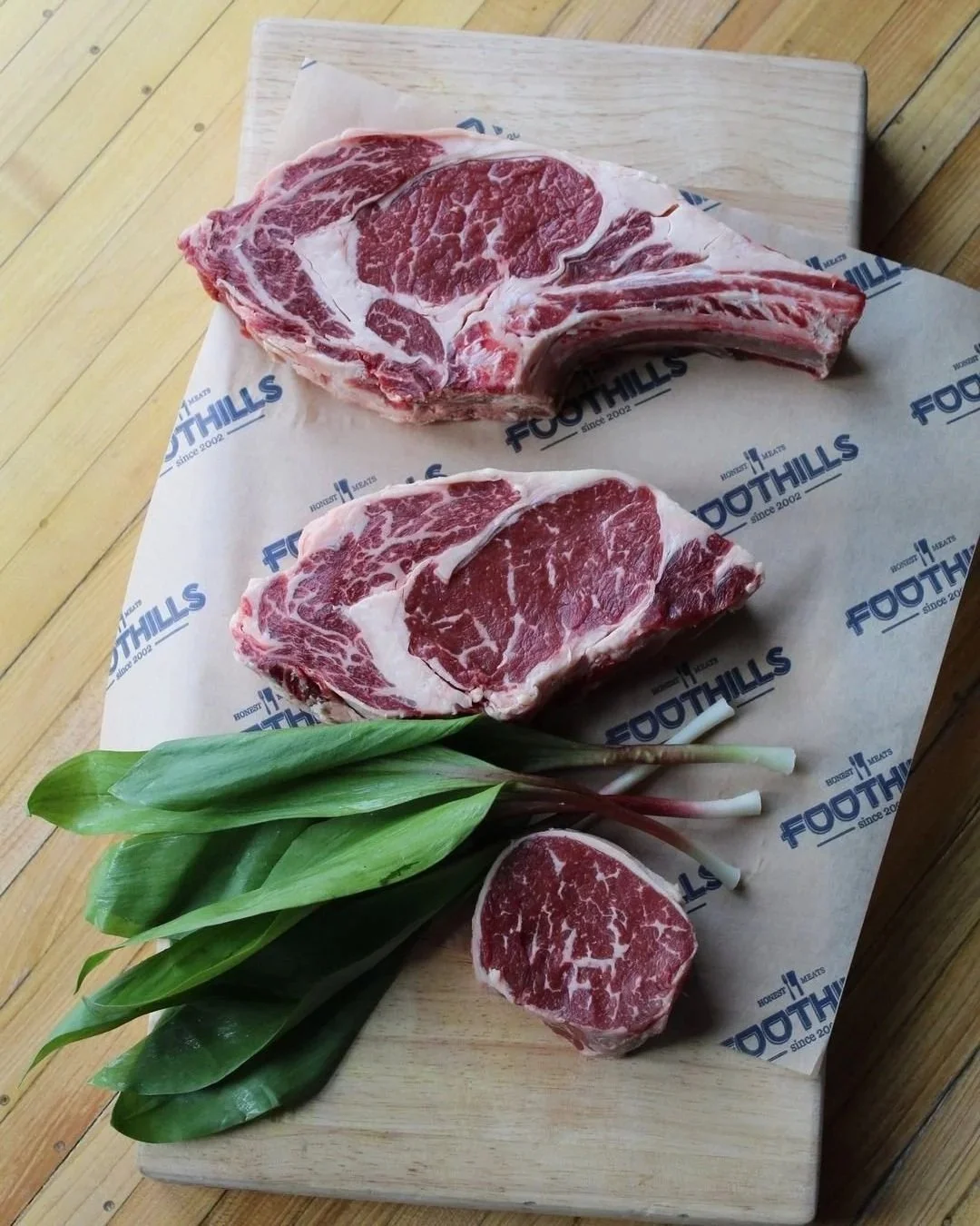 Three cuts of local, pasture raised steak prepared at Foothills Butcher Shop in Black Mountain