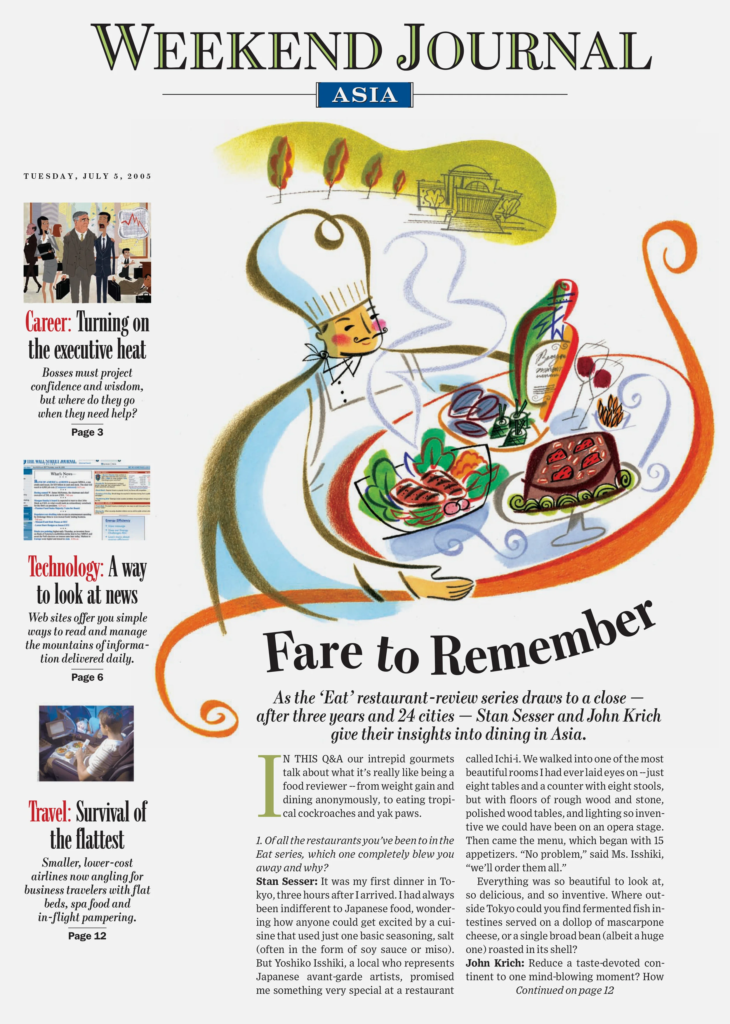 The Wall Street Journal redesign, Asia Edition. Published by Dow Jones. Illustration by Steven Salerno
