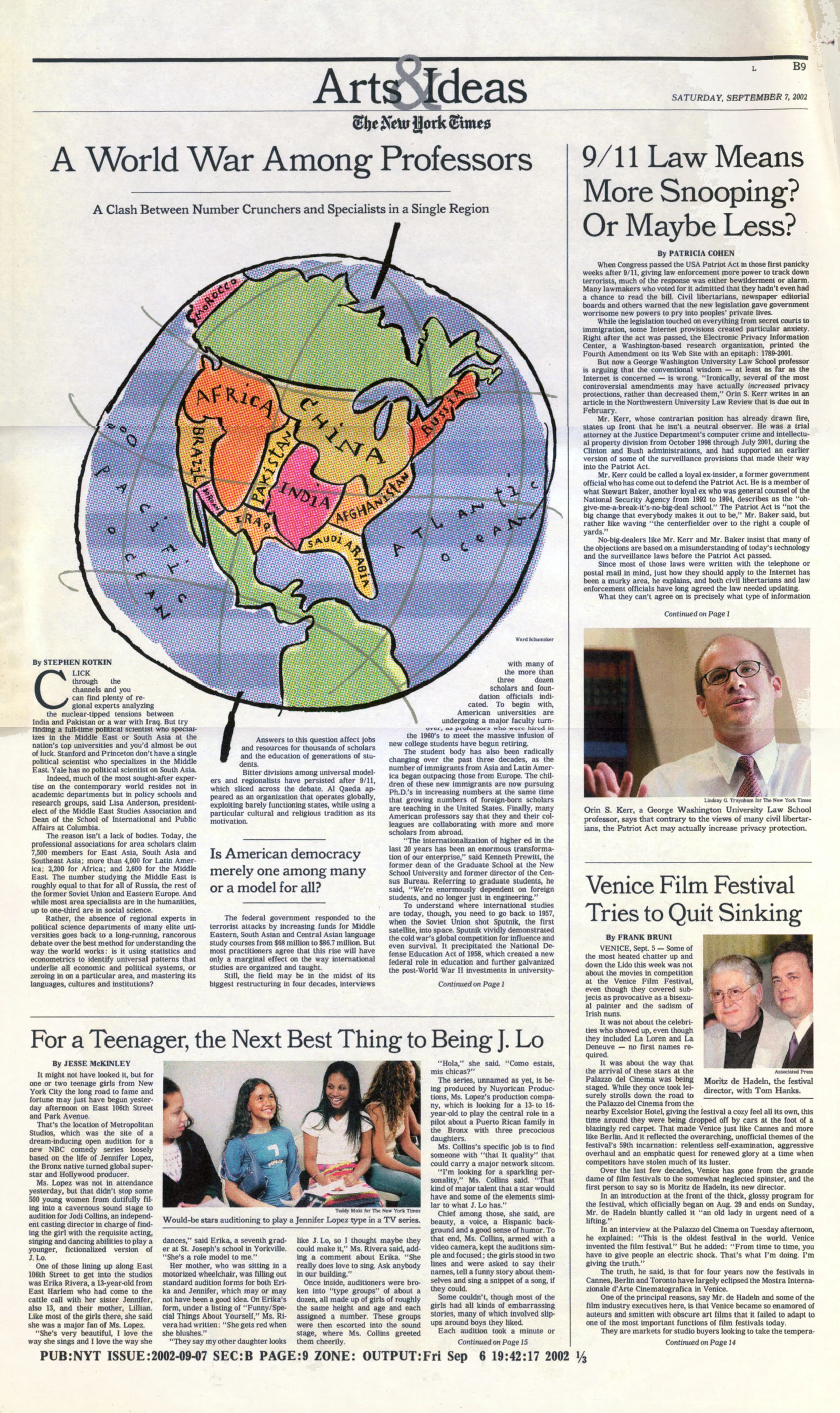 The New York Times weekend section. Illustration by Ward Schumaker