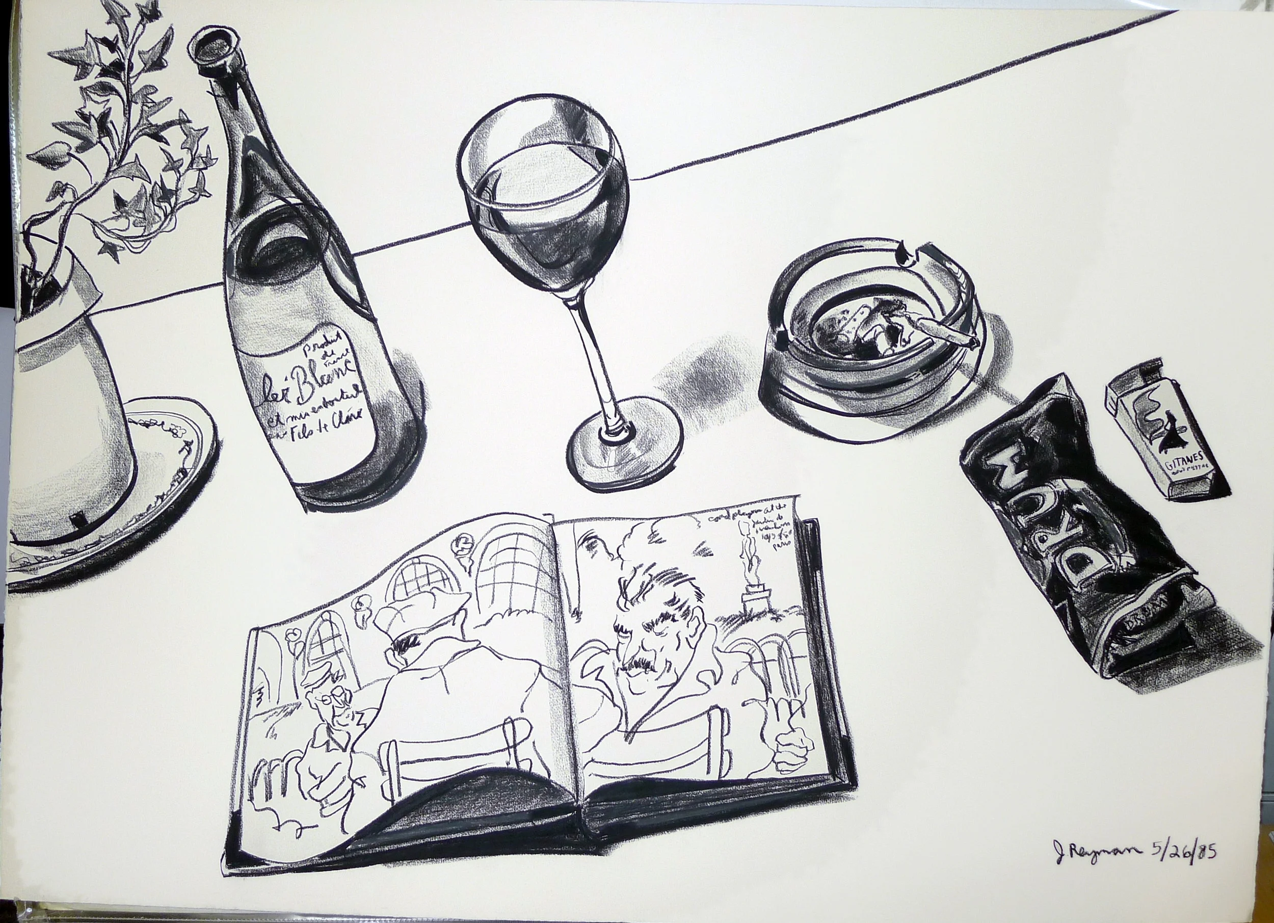 Avec Mes Tendres Souvenirs De Paris • 29 x 41 inches • Charcoal on Arches Cover