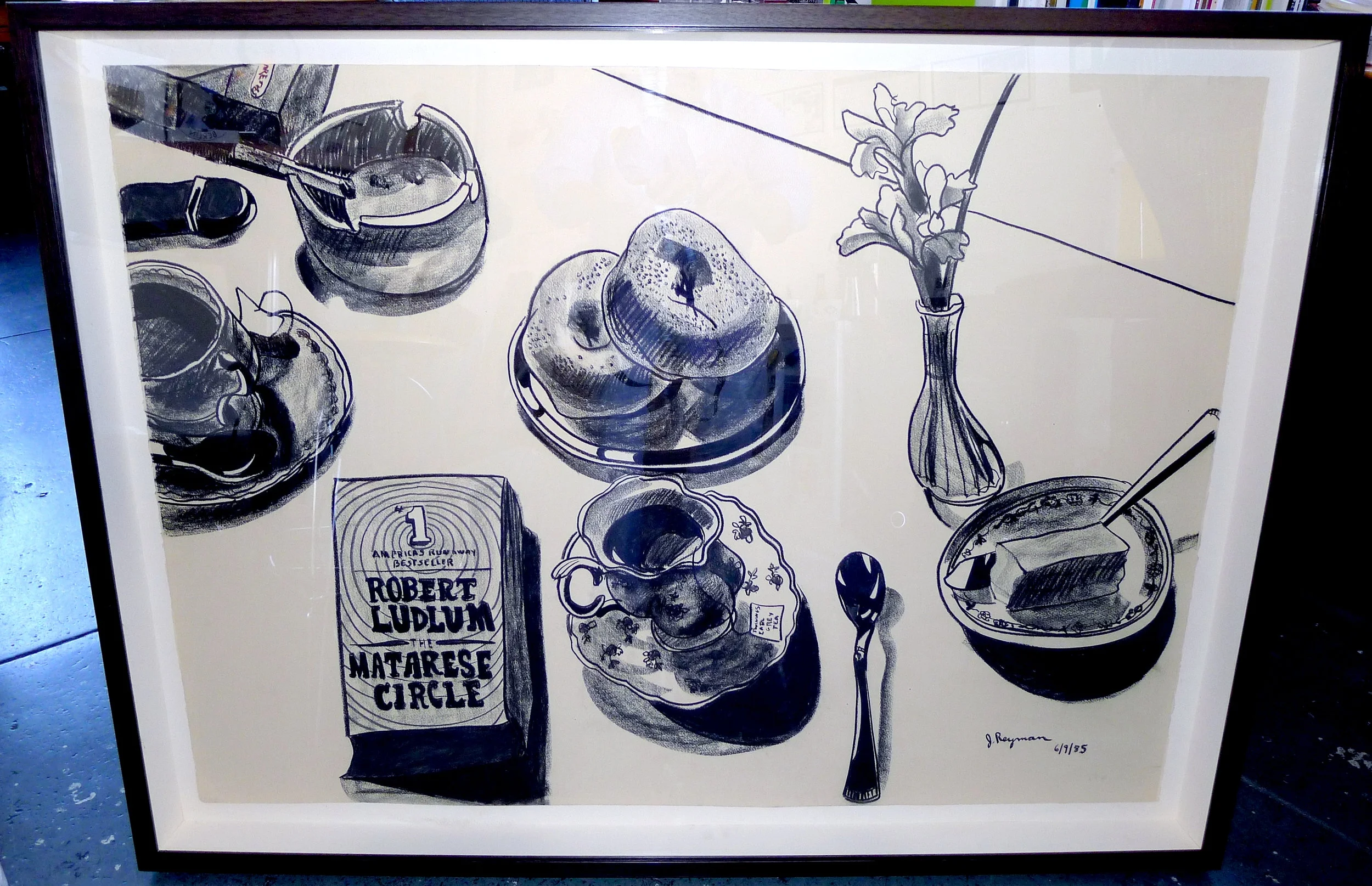 Tea, Lilacs, Suspense • 29 x 41 inches • Charcoal on Arches Cover