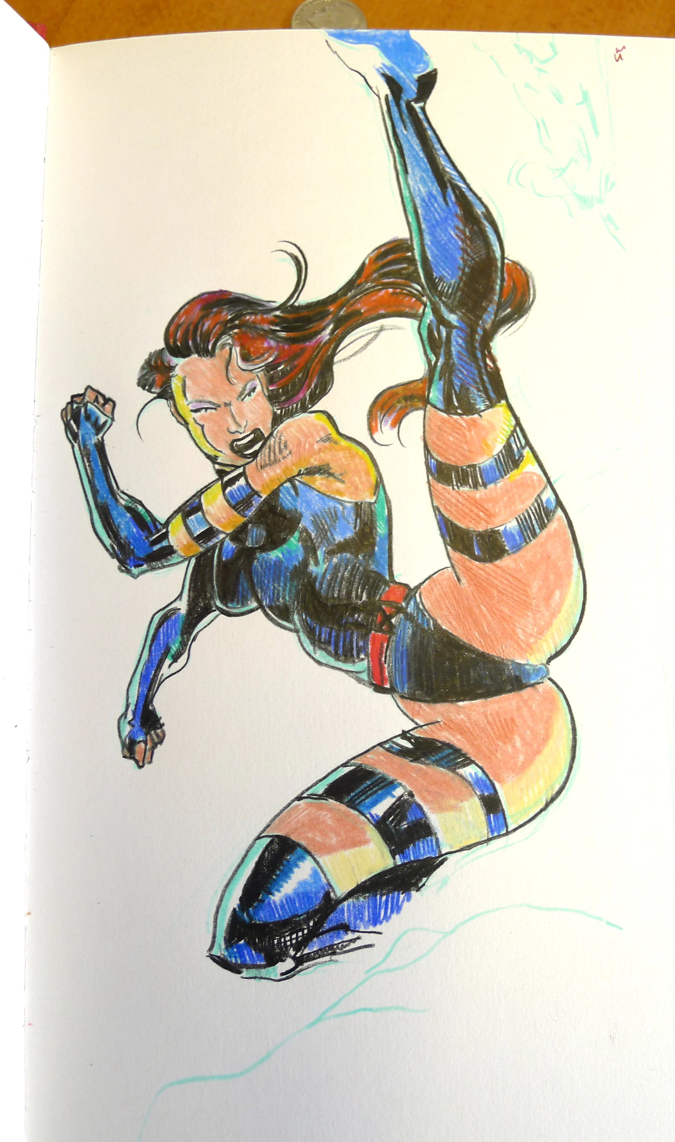 Sketch for, Maybe I’ll be a comic book artist • 36 x 36 inches • Color Pencils on Arches Cover
