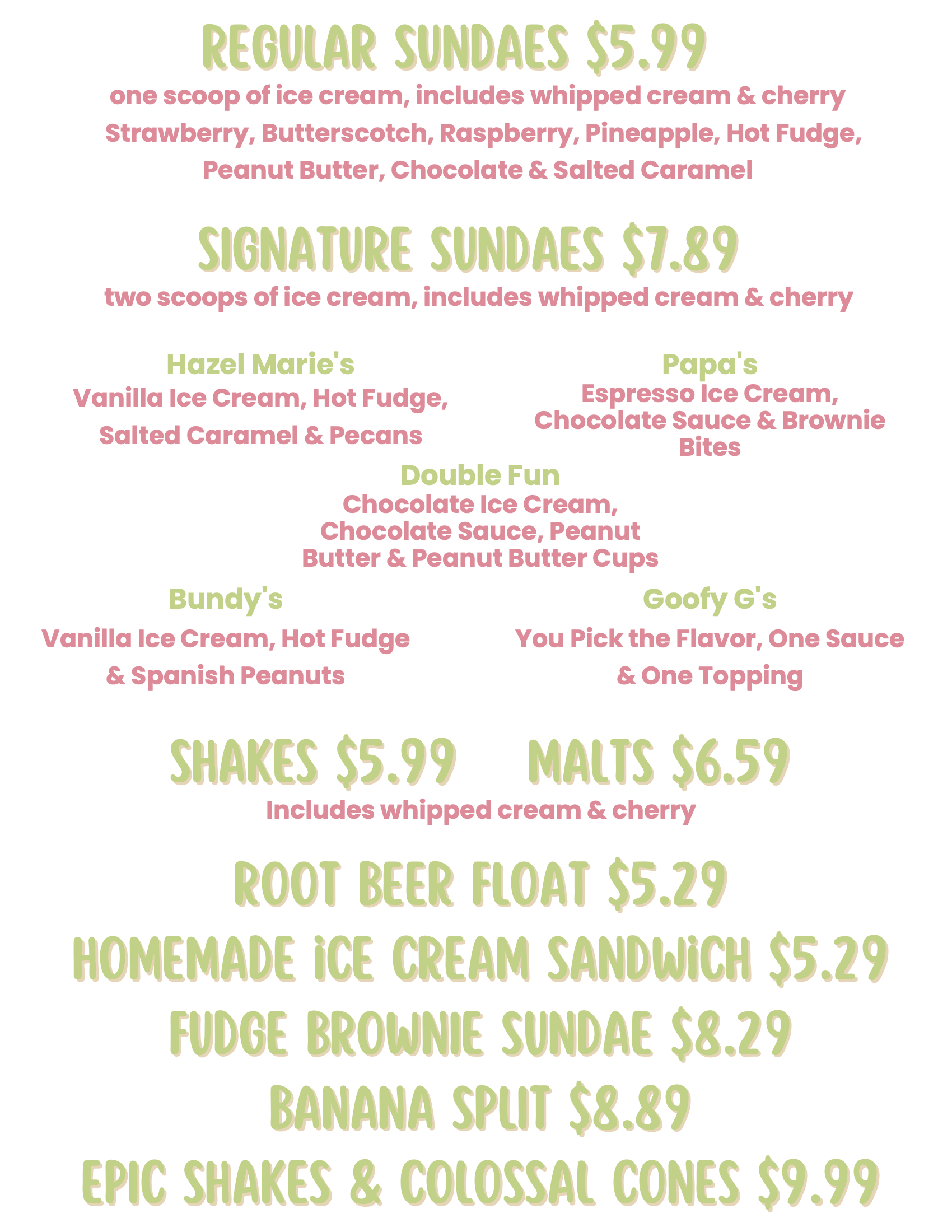 Hazel Marie's Menu Page 2