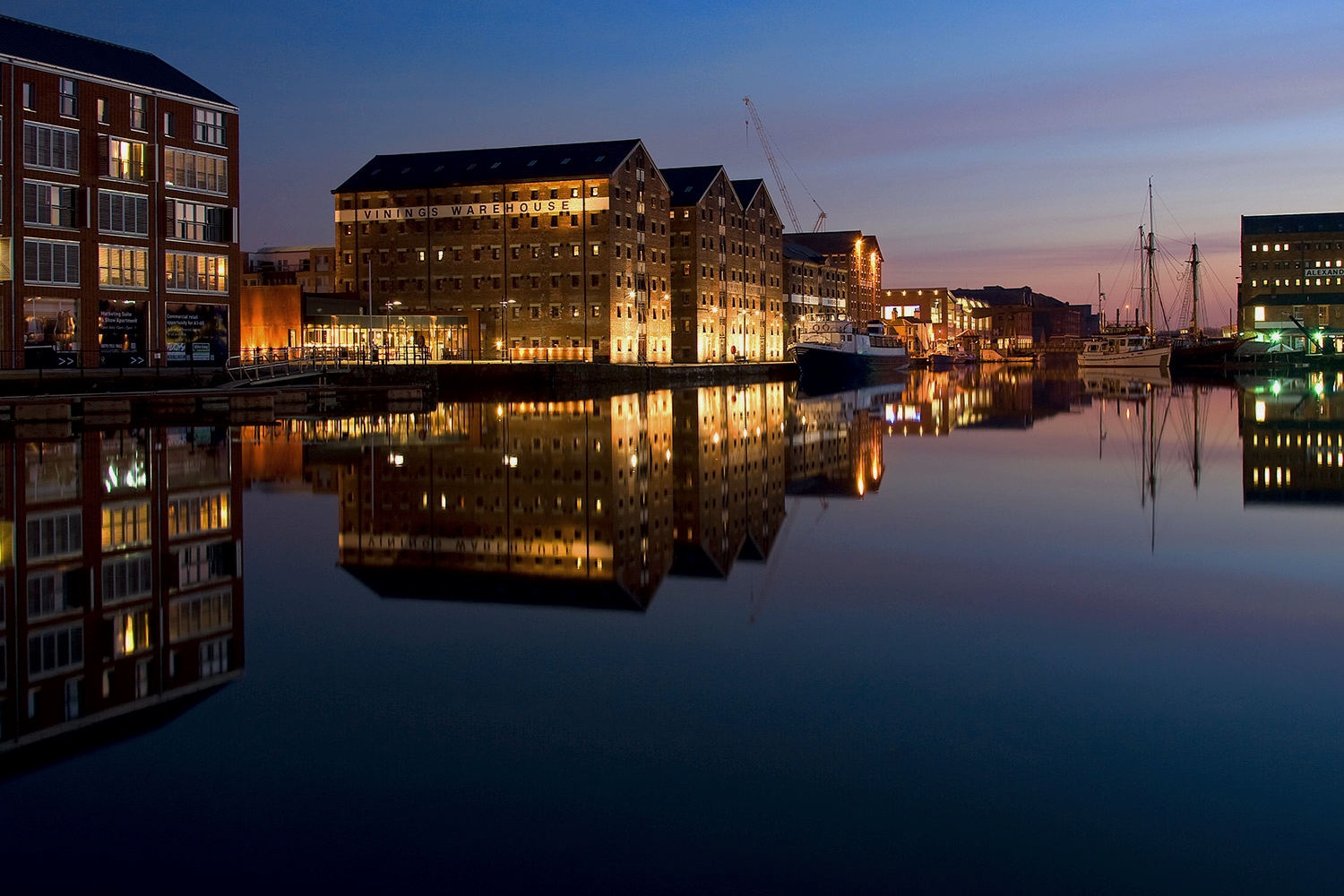 Gloucester Docks at night