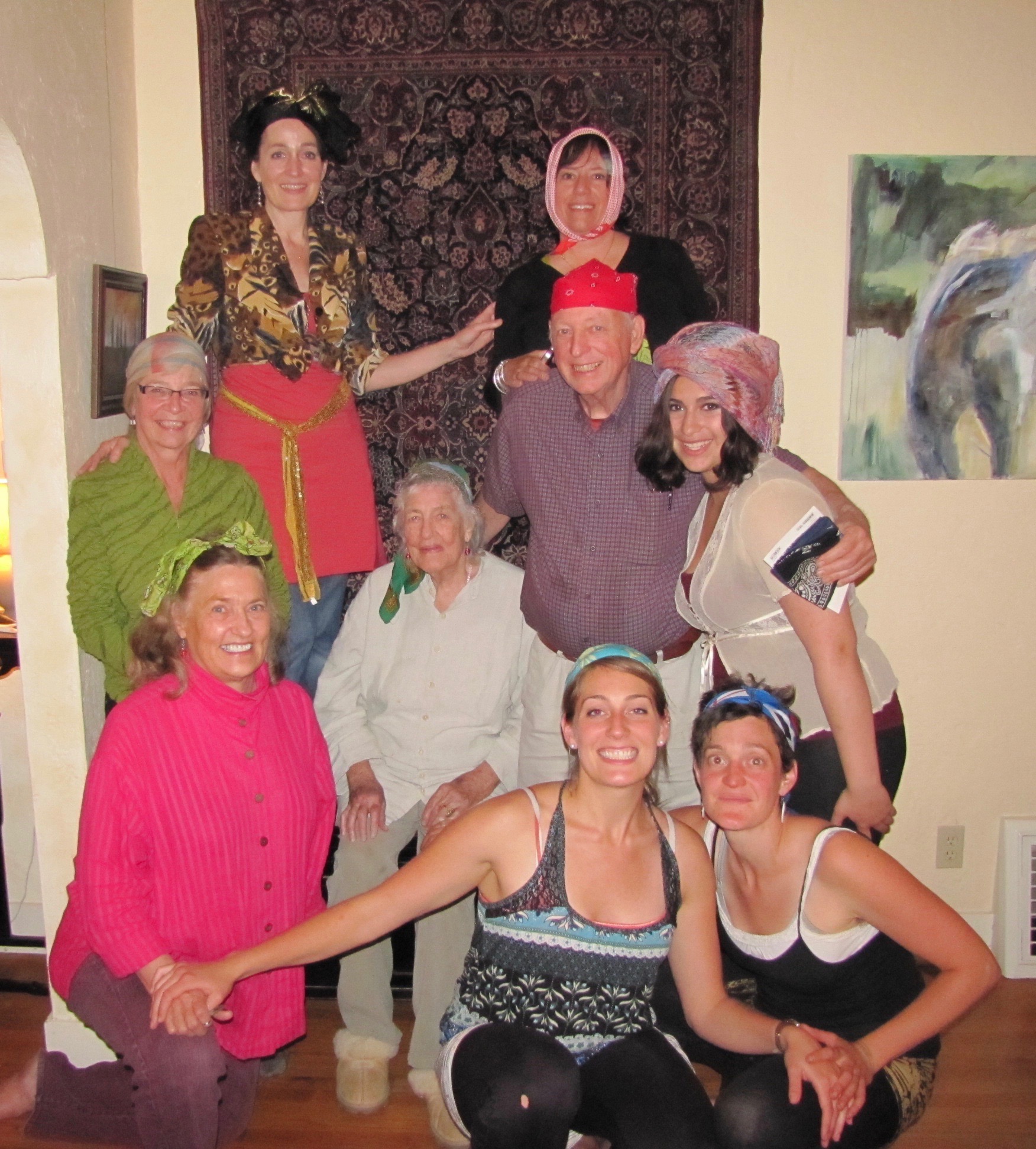 Tashie celebrating Eliza's 70th, with a gaggle of favorite girls