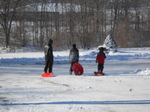 Big boys sledding