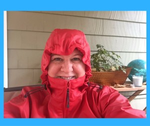red rain coat