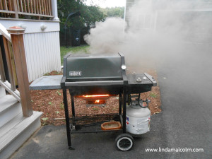 Grill on fire
