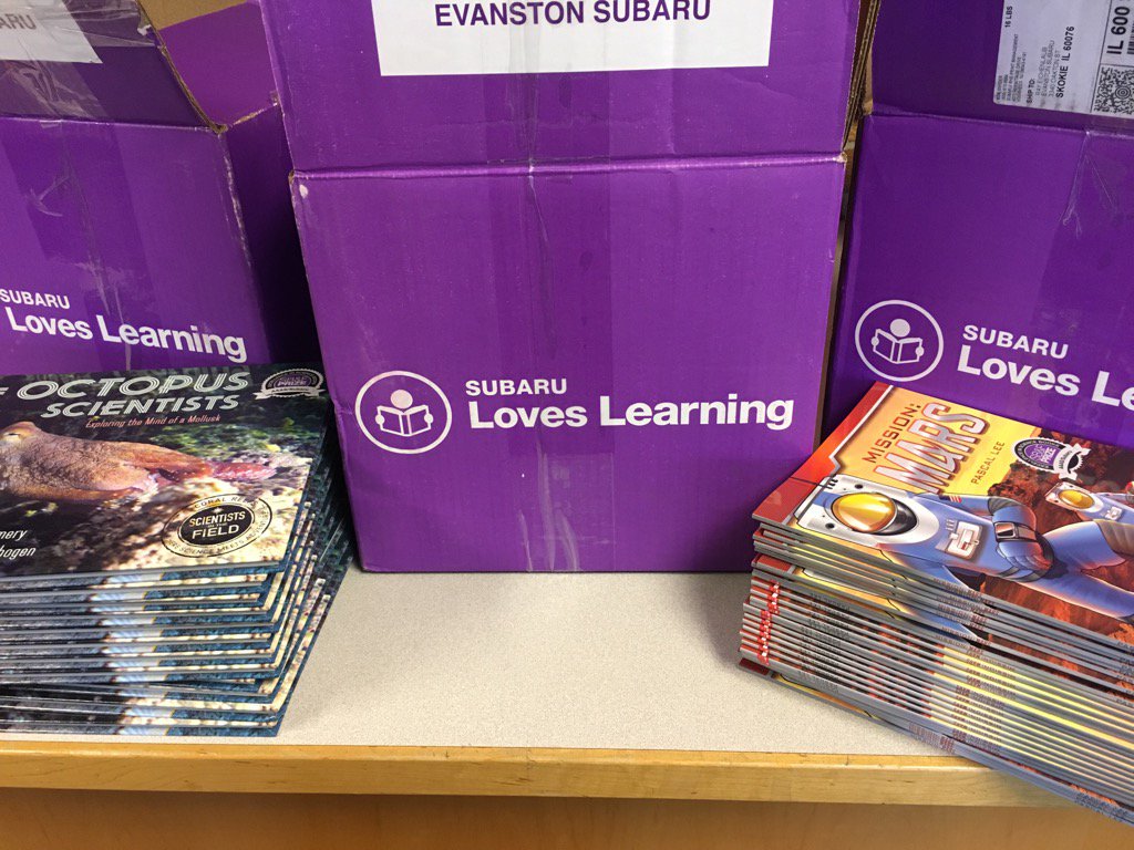 Subaru Loves Learning Books being dropped off at Oliver McCracken Middle School. Photo used with permission.