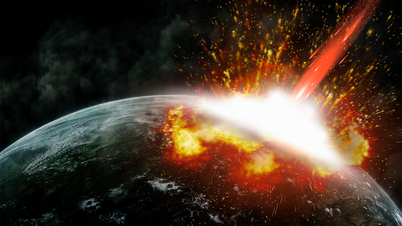 A giant asteroid impact on Earth. 