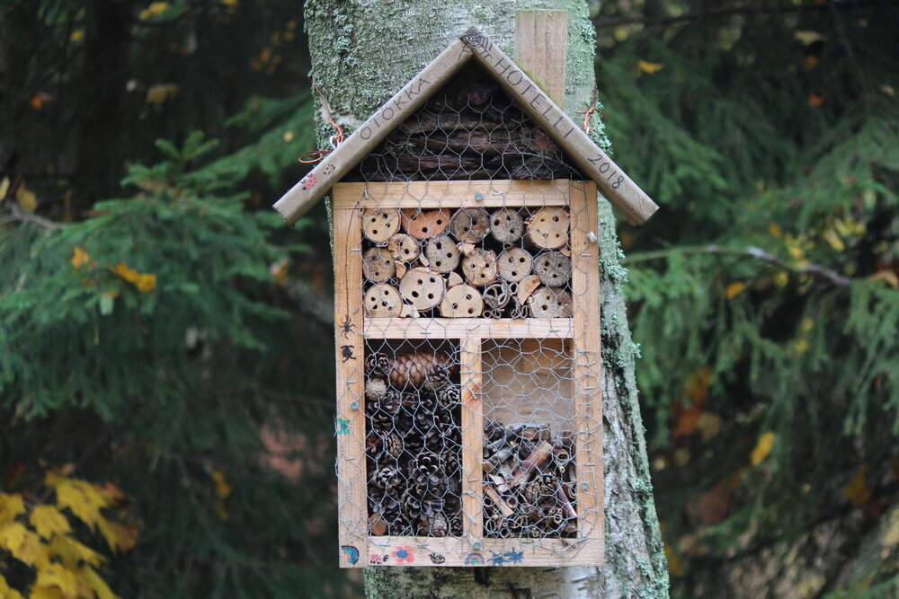 Hotel para insectos sobre el suelo