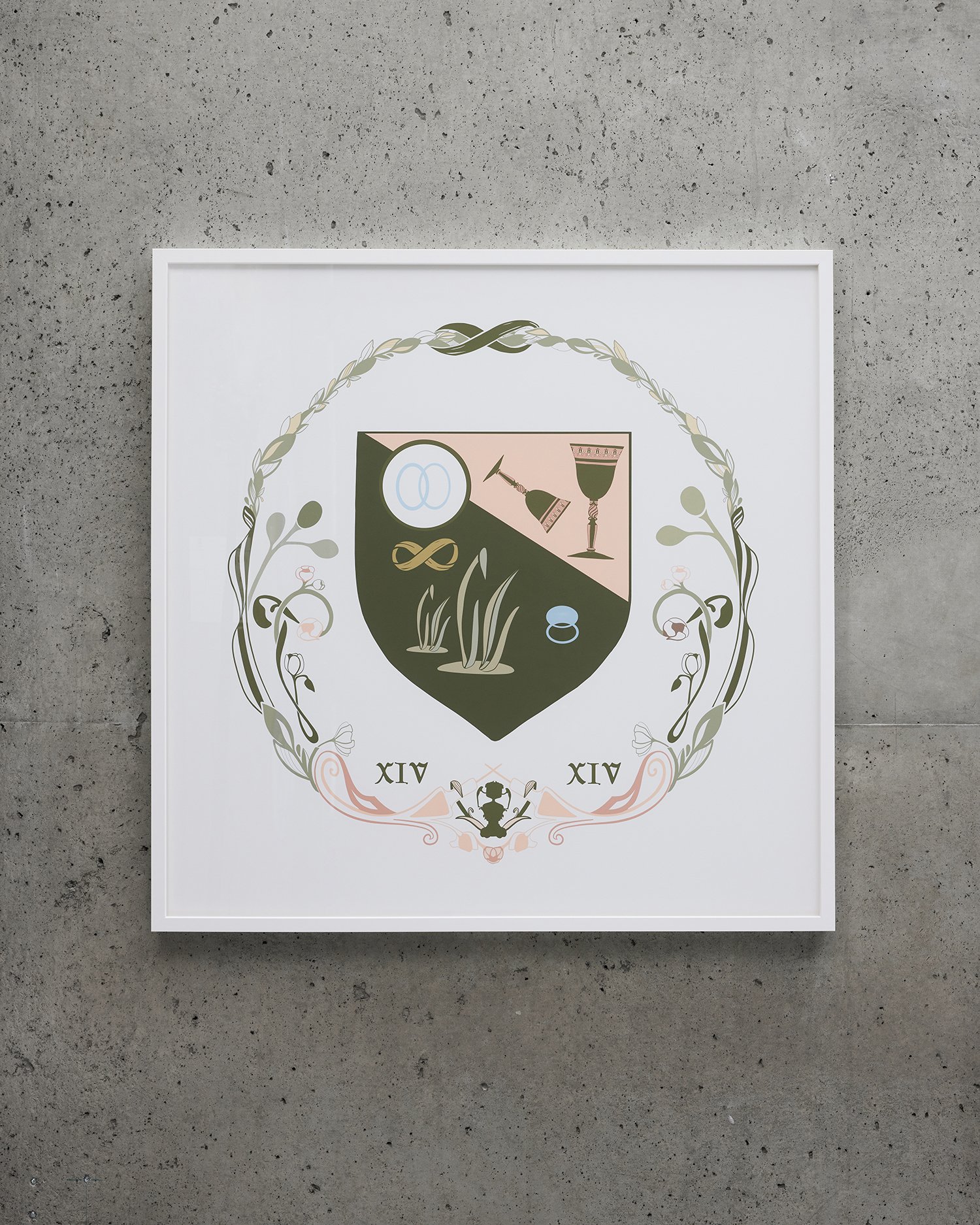   The Crest of the Players,  36 X 36 inches,  Framed Print, Digital Drawing on Archival Paper.  