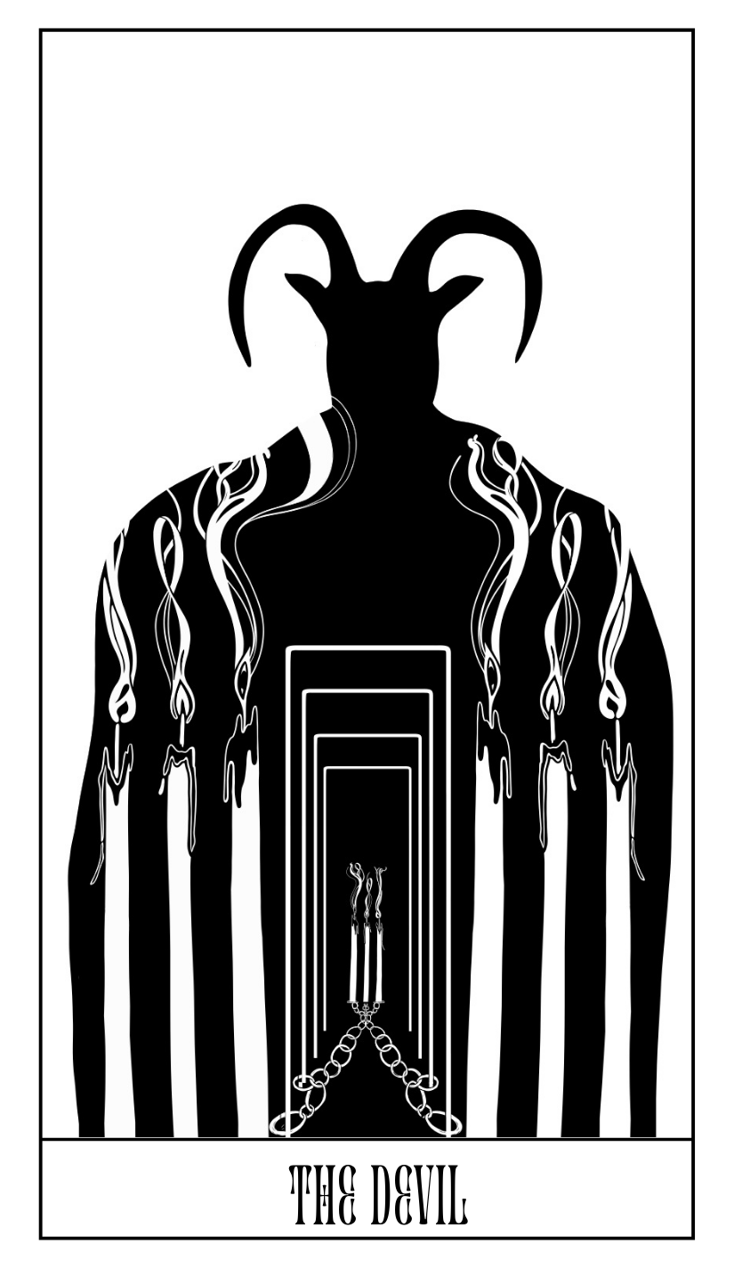   The Devil Tarot Card,  2.75 X 4.75 inches,  Digital Drawing.  